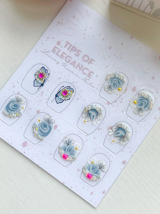 Nail Decals | Tidal Serenity | Luxury Handpainted Nail Art Decals