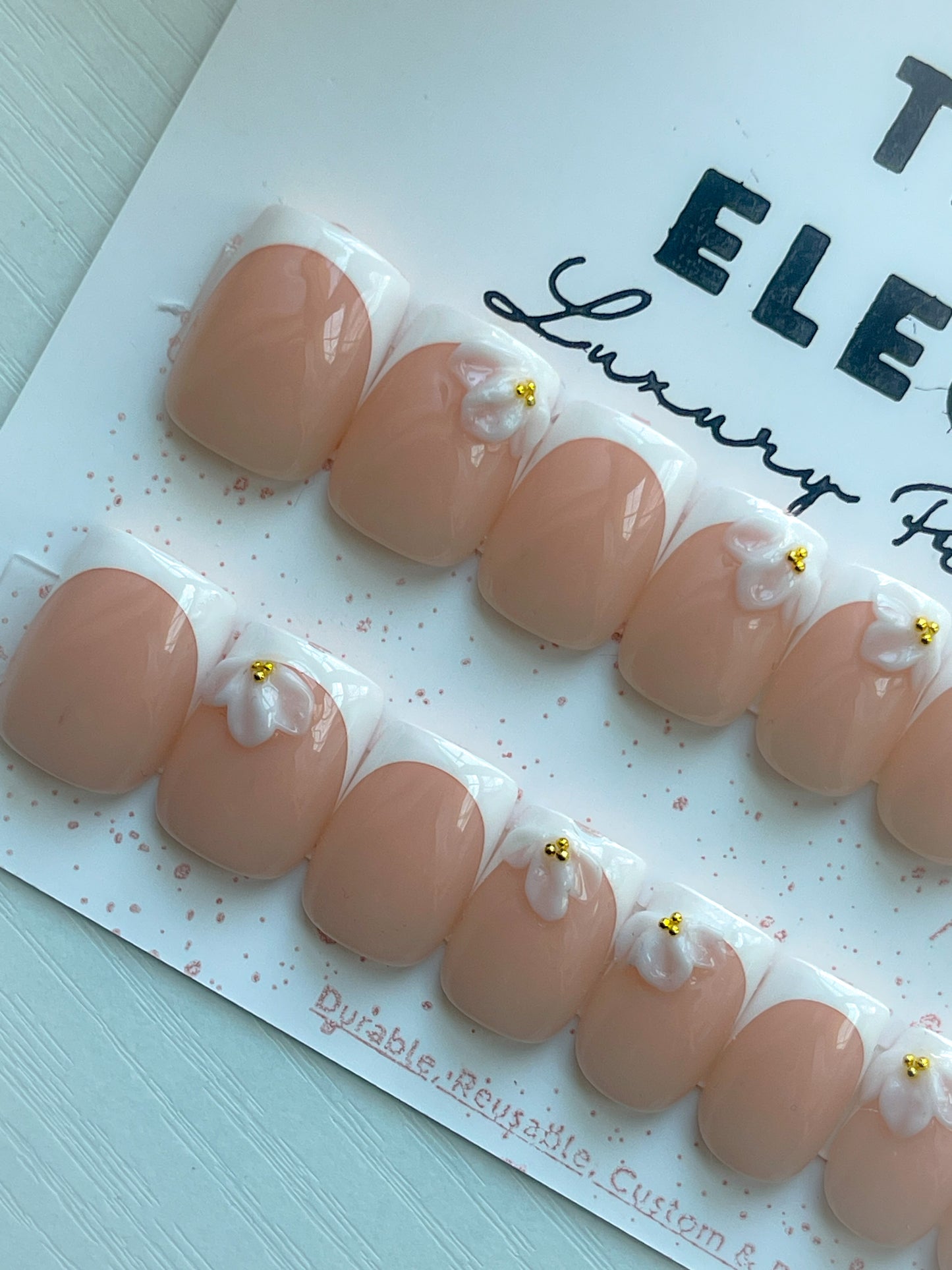 Fleur de Blanc | Ready to Ship Press-on Nail set |32 piece