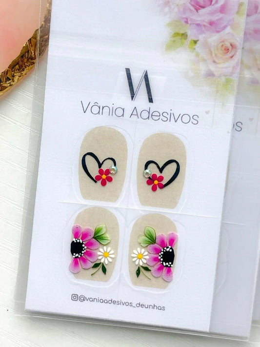 Nail Decals |Rosé Blush Affair | Luxury Handpainted Nail Art Decals - Tips of Elegance