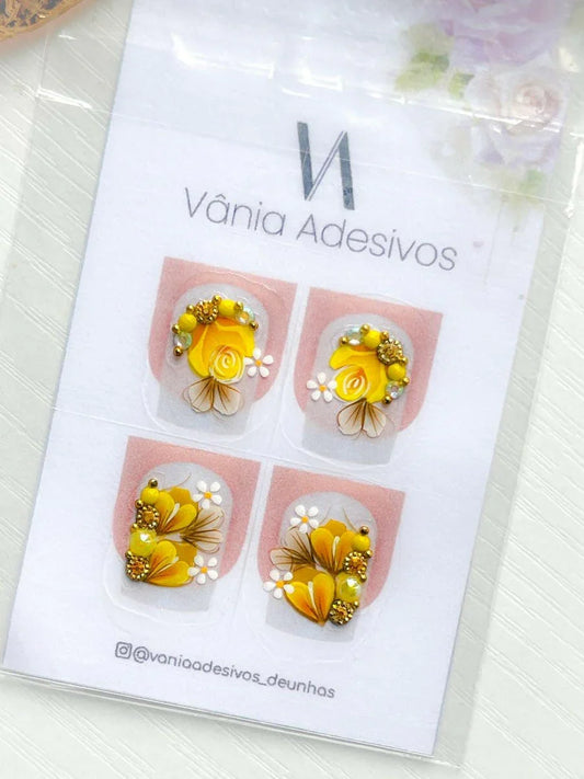 Nail Decals | Golden Hour Roses | Luxury Handpainted Nail Art Decals - Tips of Elegance