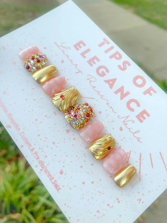 Jewel of the Nile | Custom Pre-Designed Press-on Nail Set - Tips of Elegance