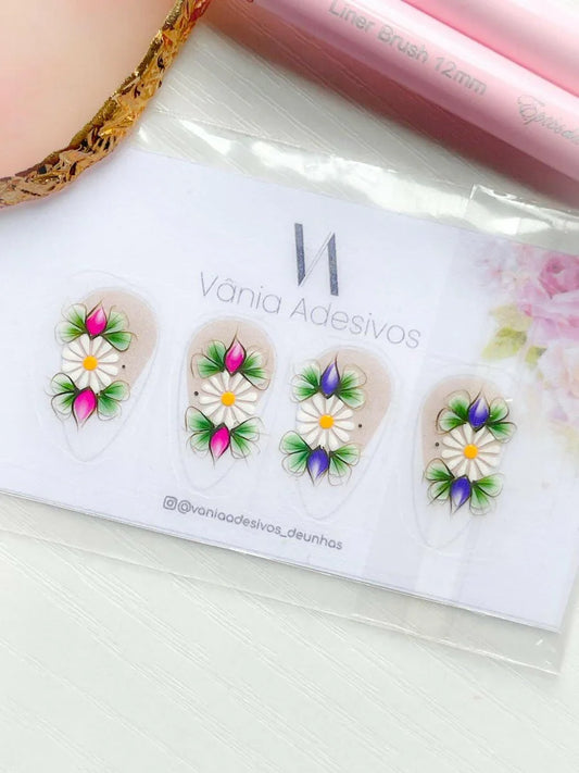 Nail Decals | Enchanted Meadow | Luxury Handpainted Nail Art Decals - Tips of Elegance