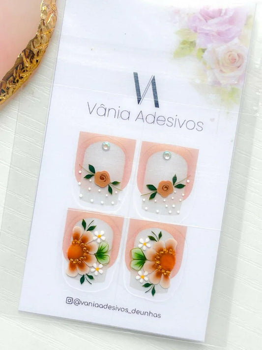 Nail Decals | Blush Blossom | Luxury Handpainted Nail Art Decals - Tips of Elegance