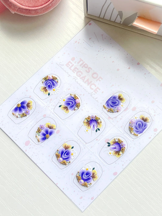 Nail Decals | Violet Whisper | Luxury Handpainted Nail Art Decals