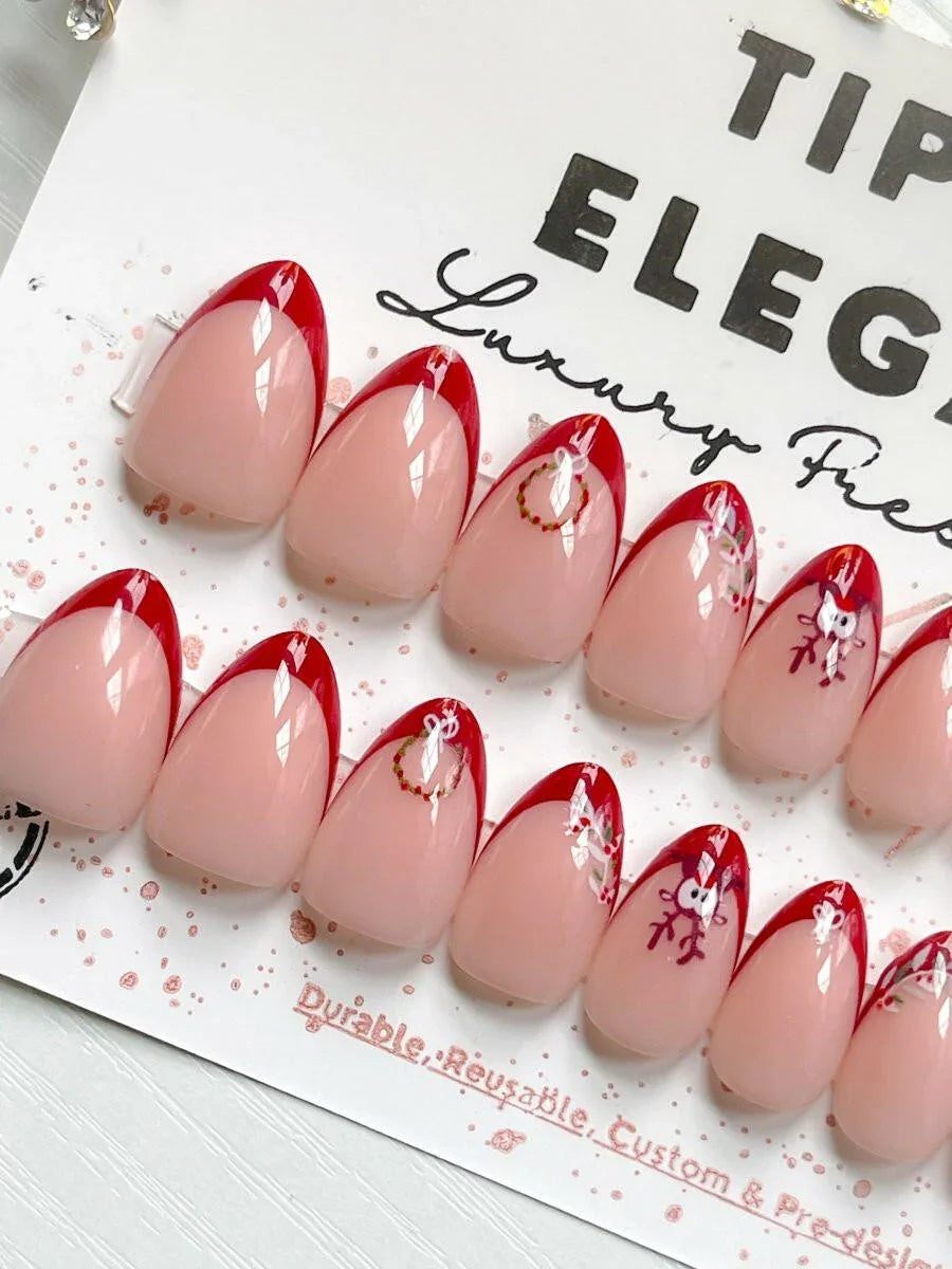 Rudolph Reverie | Ready to Ship Press-on Nail set |32 piece - Tips of Elegance