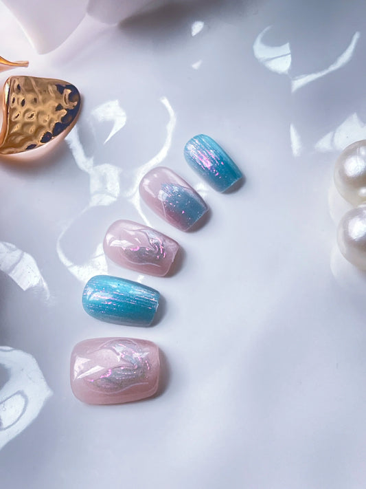 Aquarian Siren | Petite Fit | XS COFFIN | Ready to Wear Luxury Press on Nails