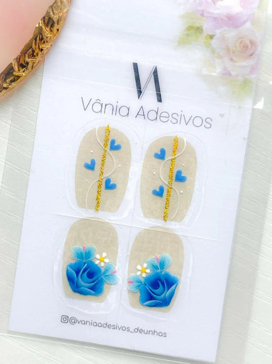 Nail Decals | Midnight Bloom | Luxury Handpainted Nail Art Decals - Tips of Elegance