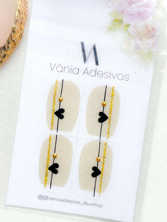Nail Decals | Noir Romance | Luxury Handpainted Nail Art Decals - Tips of Elegance
