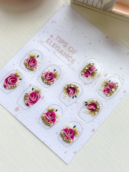 Nail Decals | Crimson Opulence | Luxury Handpainted Nail Art Decals