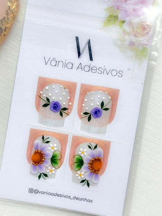 Nail Decals | Lilac Whispers | Luxury Handpainted Nail Art Decals - Tips of Elegance