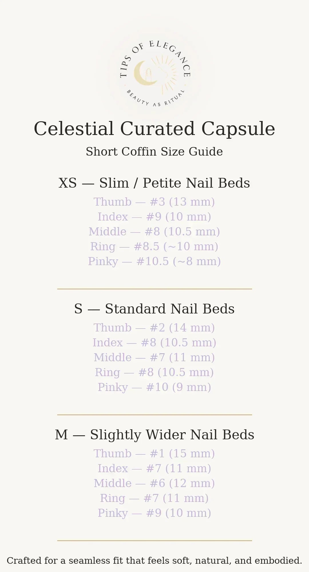 Sizing Chart curated Sets Tips of Elegance