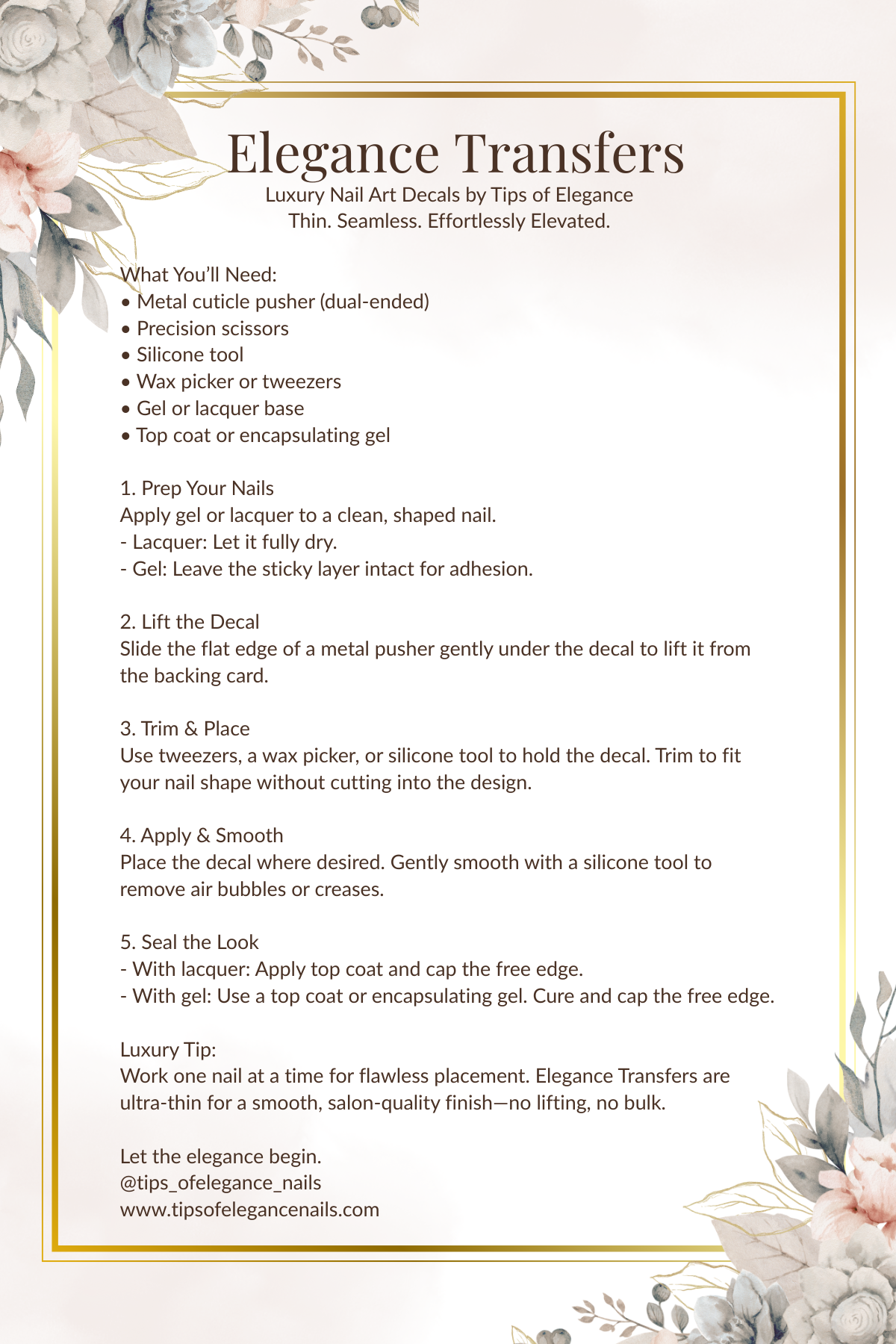 Flora Decal Application Guide Tips of Elegance