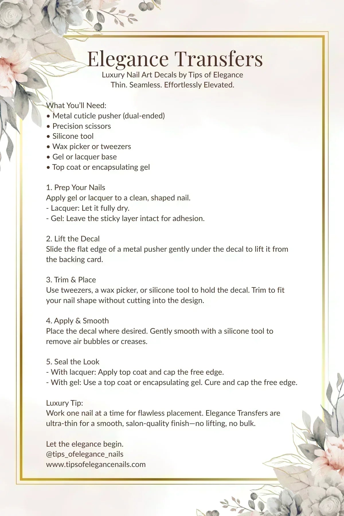 Flora Decal Application Guide Tips of Elegance