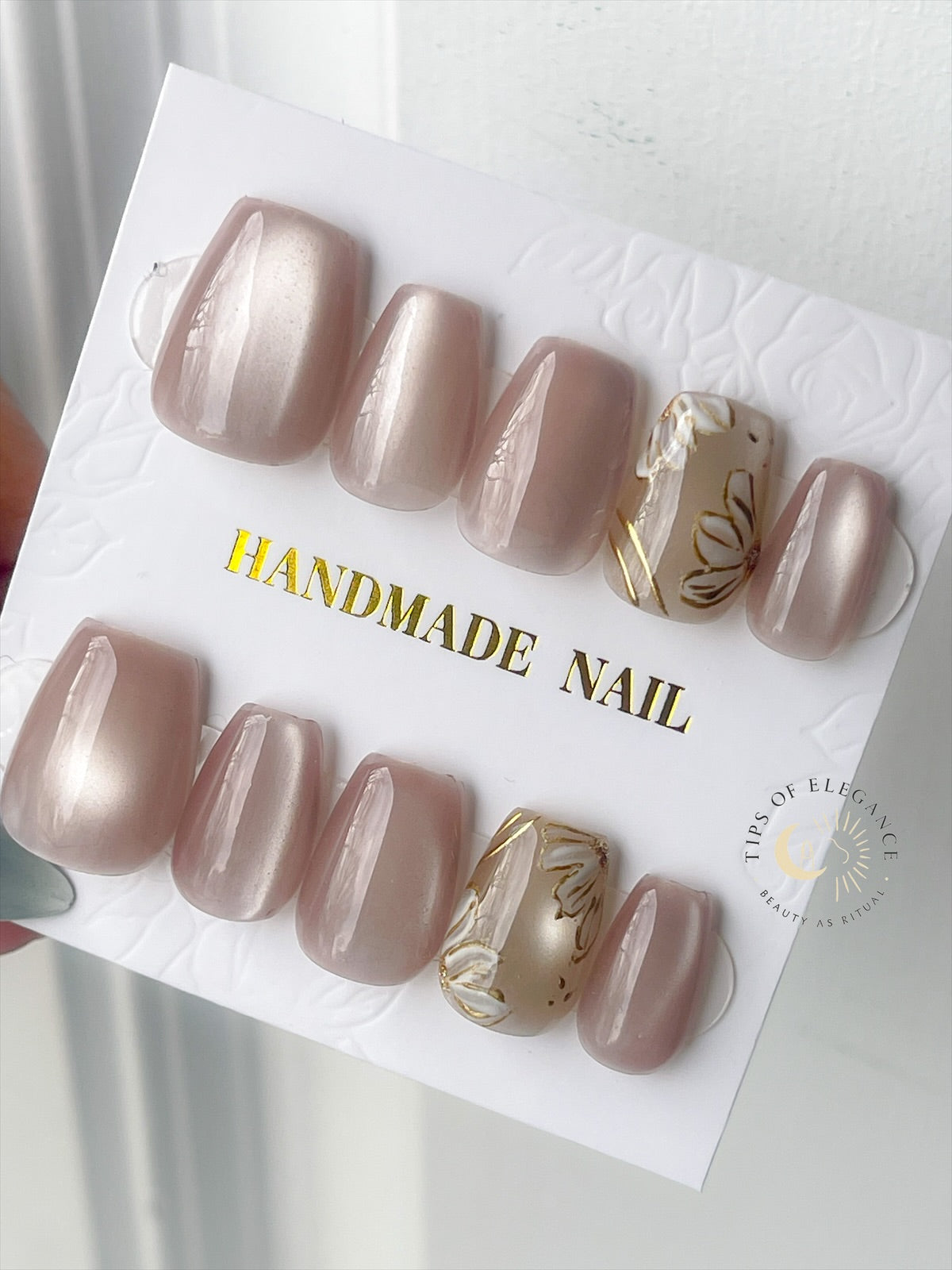 Champagne Bloom | Handmade Luxury Press-on Nails