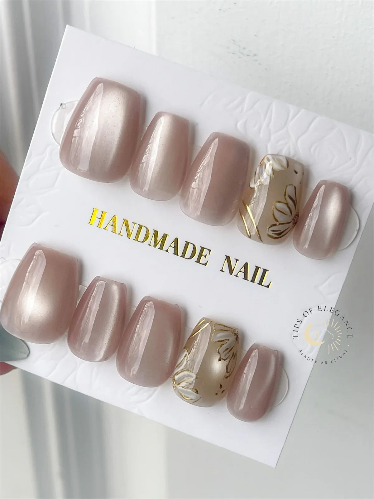 Champagne Bloom | Handmade Luxury Press-on Nails