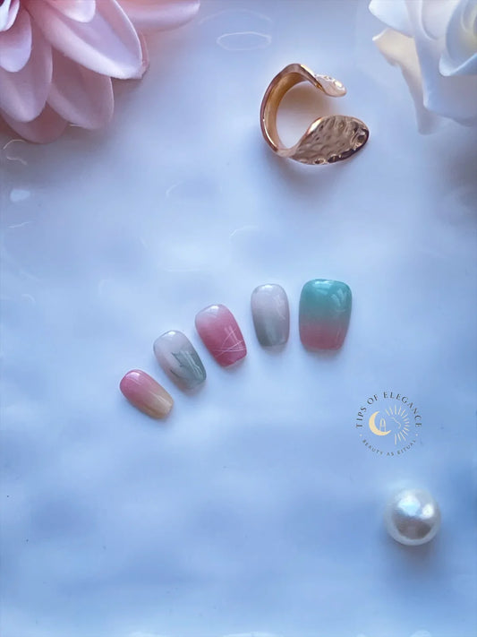 Marbled Daydream | Petite Fit | XS COFFIN | Ready to Wear Luxury Press on Nails