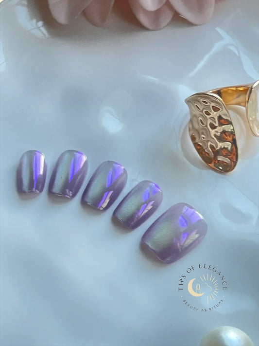 Violet Aura | Petite Fit | XS COFFIN | Ready to Wear Luxury Press on Nails