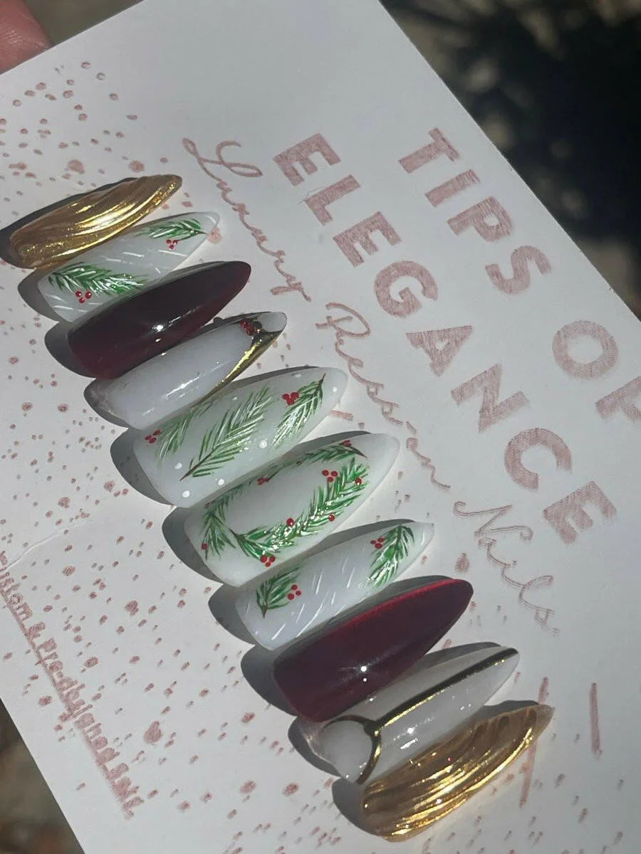 Mistletoe | Pre-Design Custom Press-on Nail set - Tips of Elegance