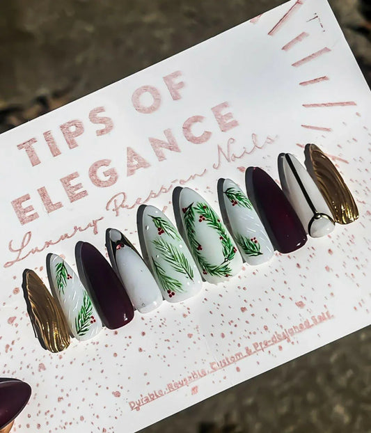 Mistletoe | Pre-Design Custom Press-on Nail set - Tips of Elegance