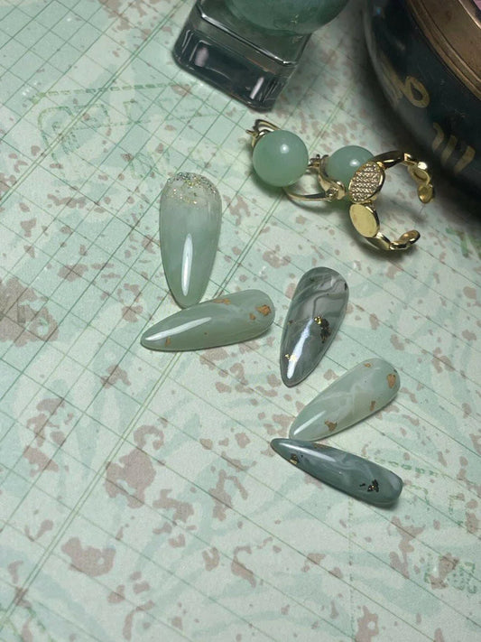 Jade Dynasty | Pre-Design Custom Press-on Nail set - Tips of Elegance