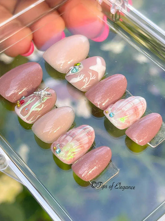 Jewels By the Shore | Pre-Design Press-on Nail set - Tips of Elegance