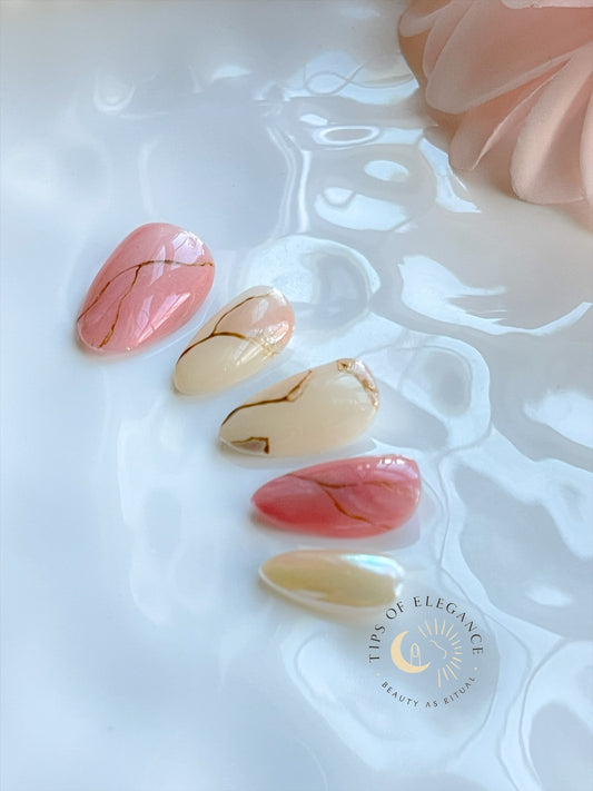 Rosé Kintsugi| Pre-Designed Custom Press-on Nail set
