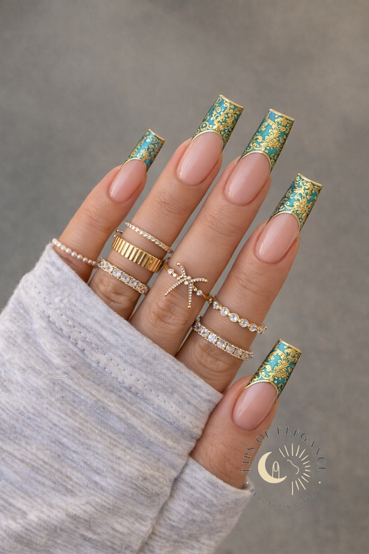 Emerald Baroque French | Waterslide Nail Art Decals