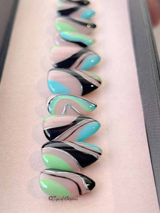 Whirl | Pre-Design Custom Press-on Nail Set - Tips of Elegance