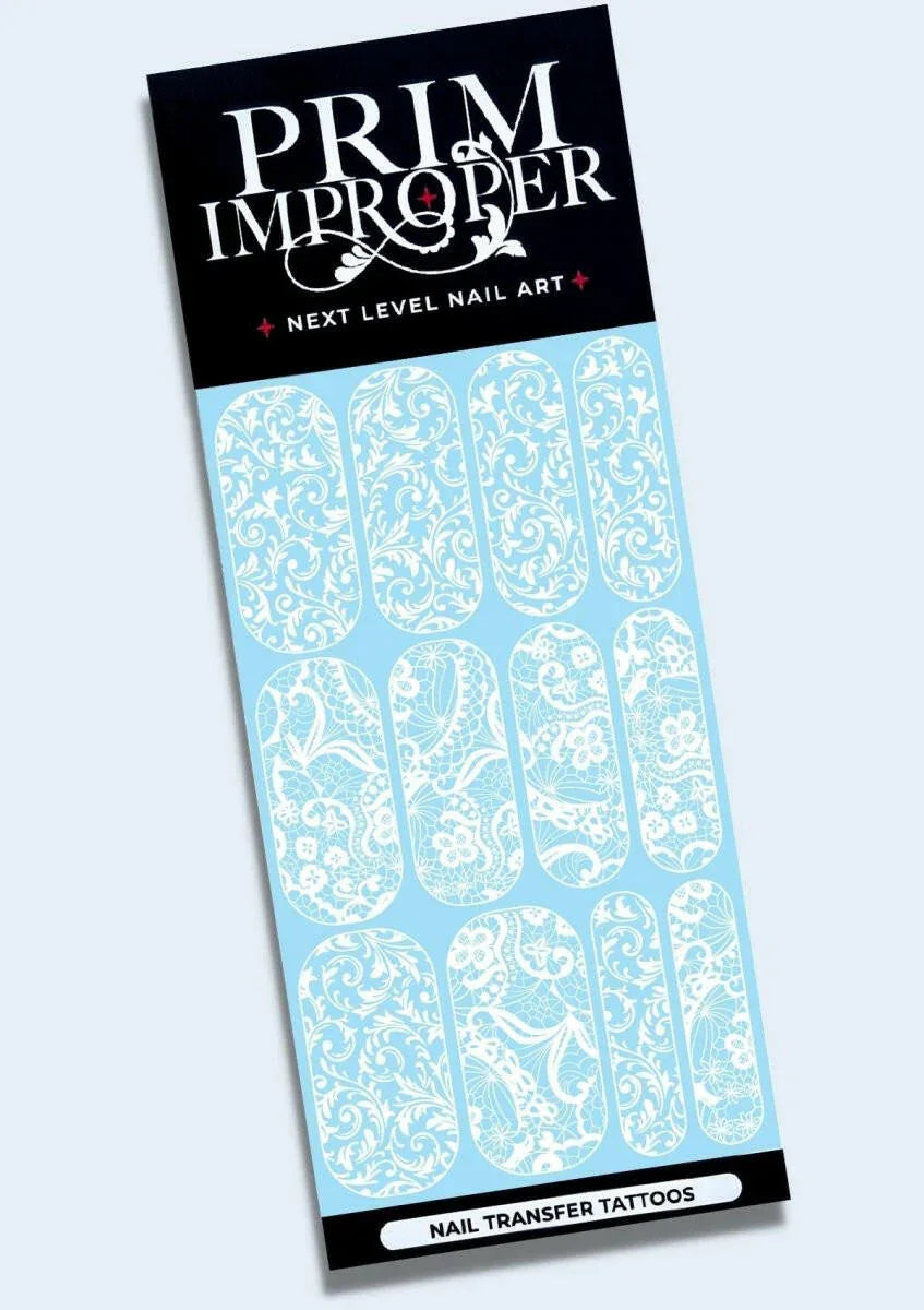 White |Filigree & Lace | Wedding Nail Art Tattoos - Tips of Elegance