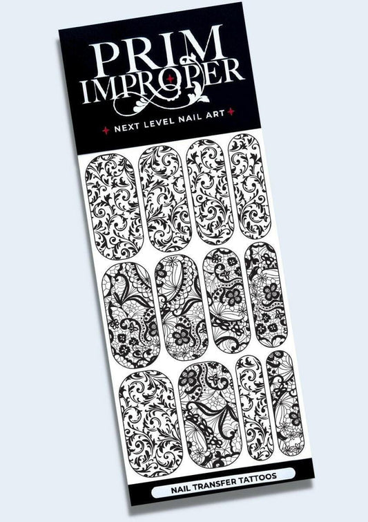 Black | Filigree & Lace| Wedding Nail Art Tattoos - Tips of Elegance
