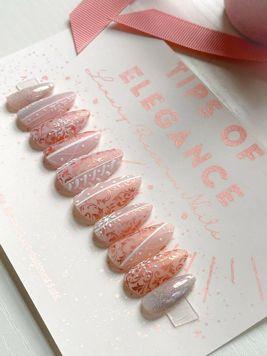 Elegant Winter | Wedding/ Bridal| Custom Pre-Design Press-on Nail Set - Tips of Elegance