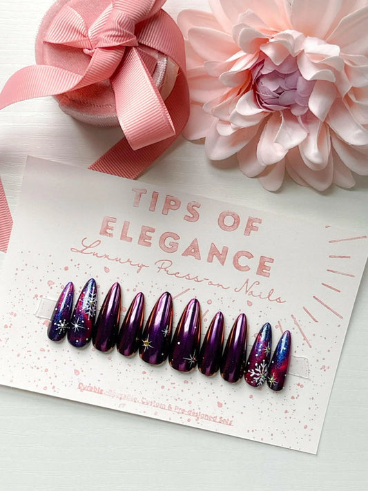 Aurora Borealis | Christmas | Pre-Designed Press-on Nails - Tips of Elegance