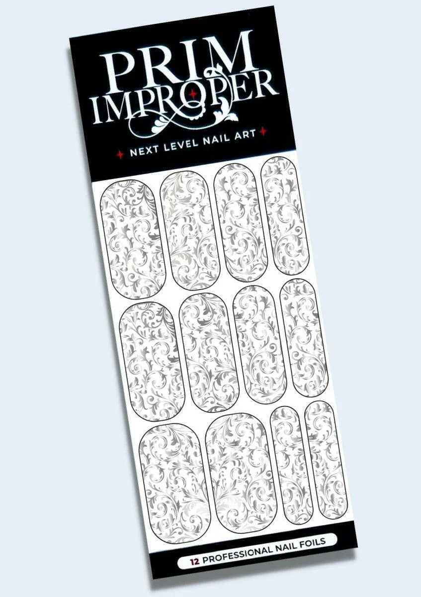 Silver Filigree | Wedding Nail Art Foils - Tips of Elegance