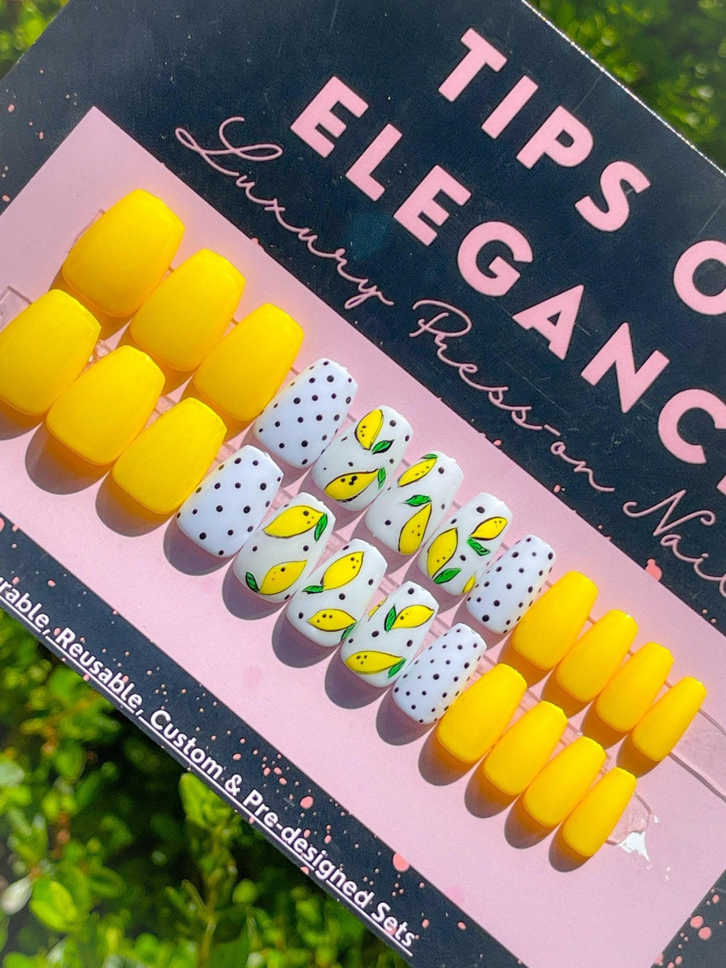 Lemon Drops | Ready to Ship Press-on Nails | piece set - Tips of Elegance