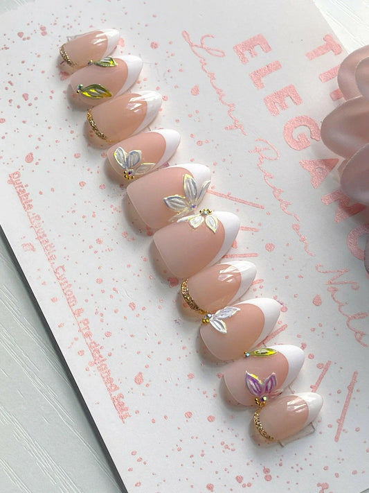 Lilly of the Valley | Wedding/Bridal | Pre-Design Custom Press-on Nail Set - Tips of Elegance