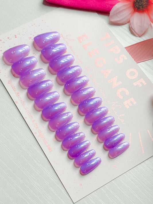 Pearl Purple | Ready to Ship Press-on Nails | 24 piece set - Tips of Elegance