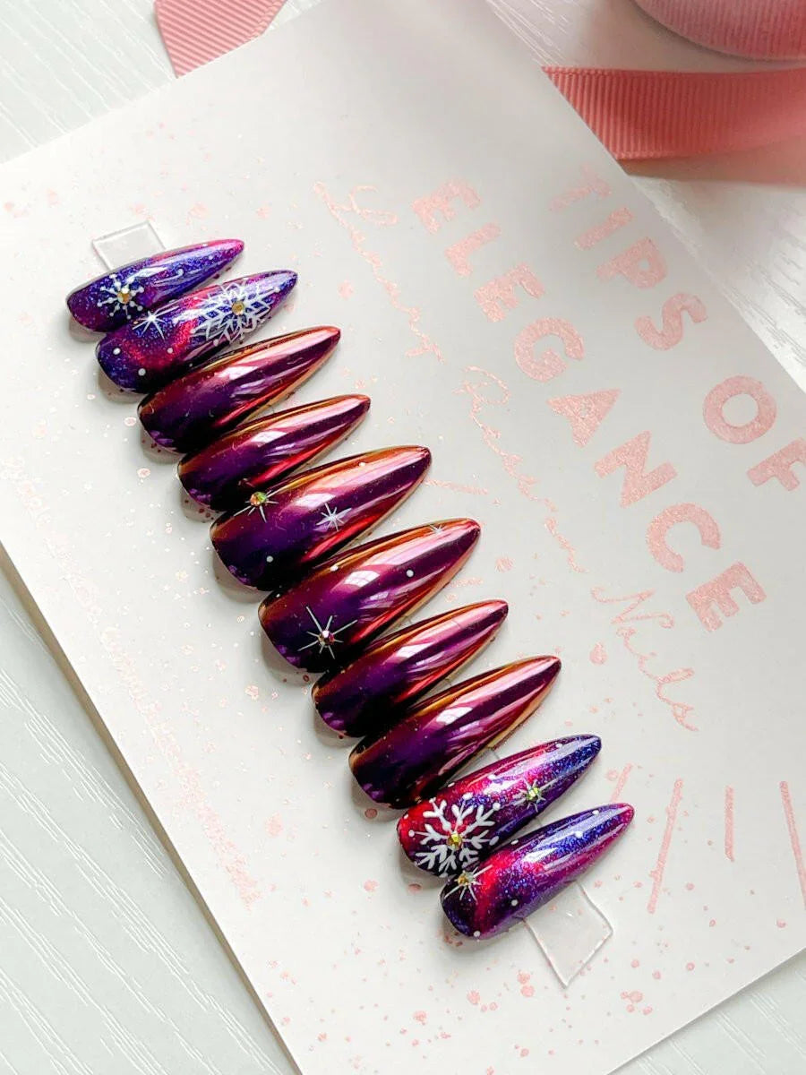 Aurora Borealis | Christmas | Pre-Designed Press-on Nails