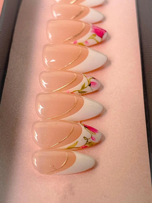 Romantic Botanique | Wedding/Bridal | Pre-Design Custom Press-on Nail Set - Tips of Elegance