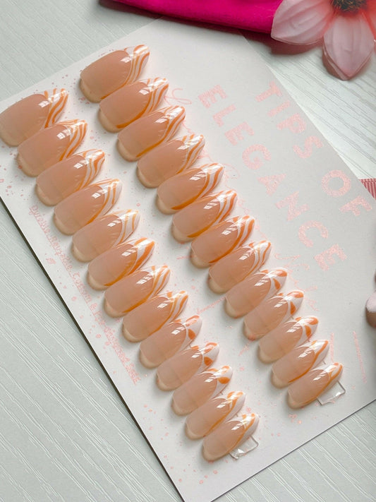 Caramel Swirl | Ready to Ship Press-on Nails | 30 piece set - Tips of Elegance