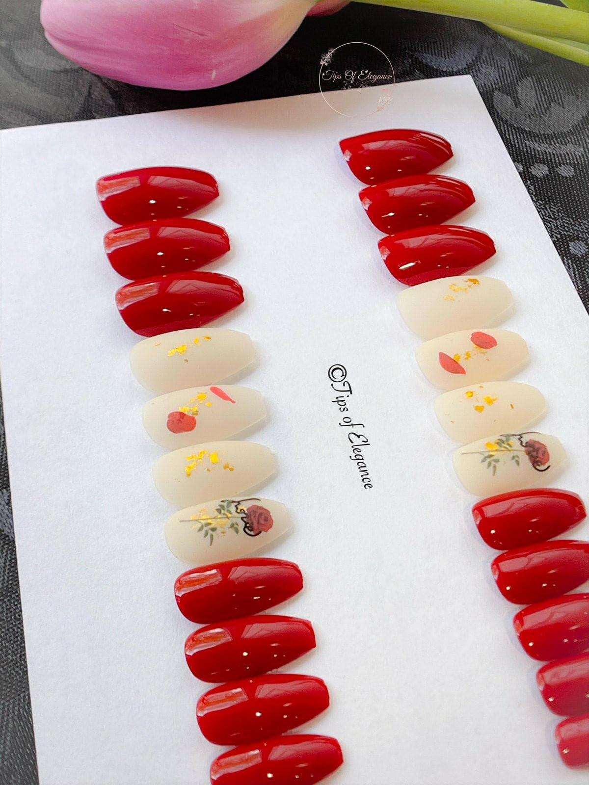 A Rose | Ready To Ship Press-on Nail Sets-24 piece Set - Tips of Elegance