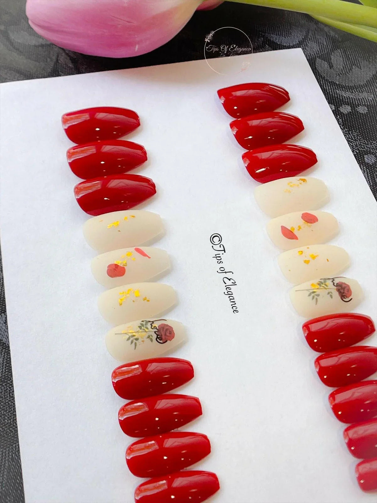 A Rose | Ready To Ship Press-on Nail Sets-24 piece Set - Tips of Elegance