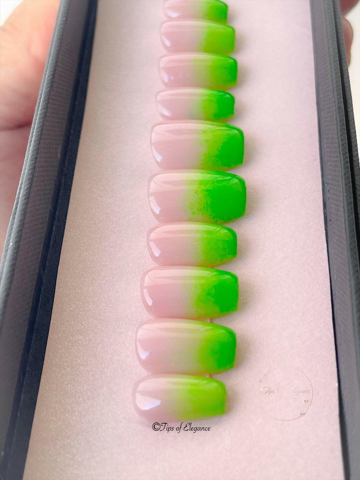 Limeade | Pre-Design Custom Press-on Nail Set - Tips of Elegance