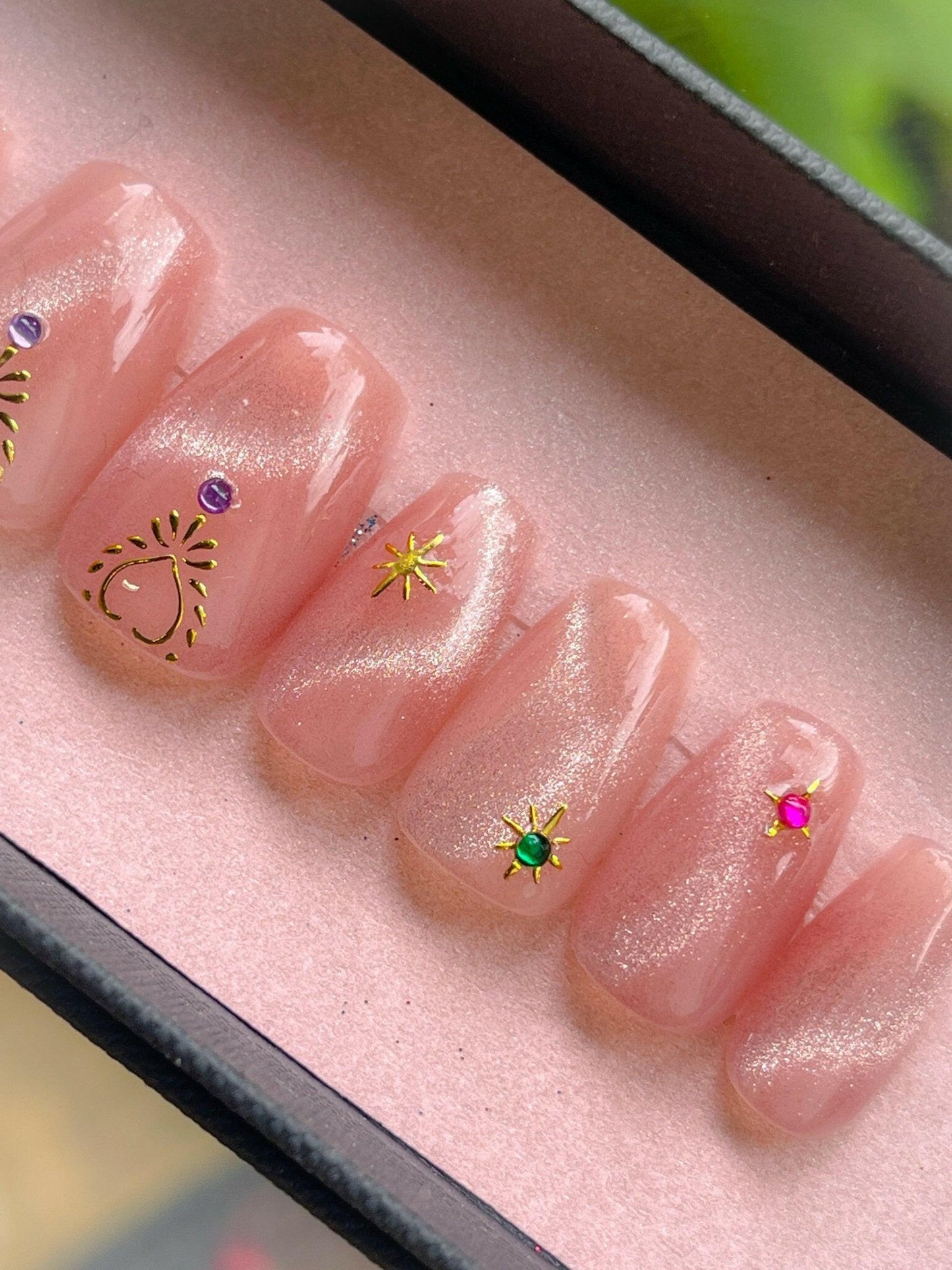 Enchanted Rose (cat eye) | Pre-Design Custom Press-on Nail Set - Tips of Elegance