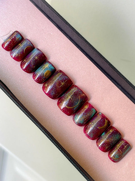 Nocturnal Alchemy | Pre-Design Custom Press-on Nail Set - Tips of Elegance