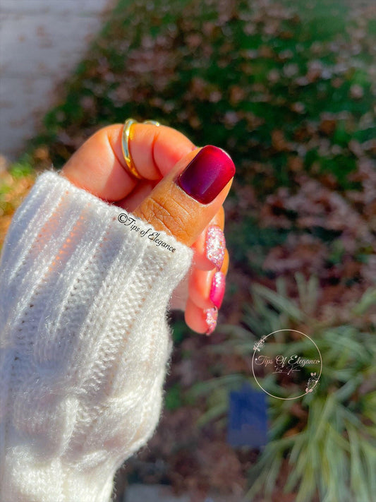 Berry Wine Punch | Pre-Designed Custom Press-on Nail Set - Tips of Elegance