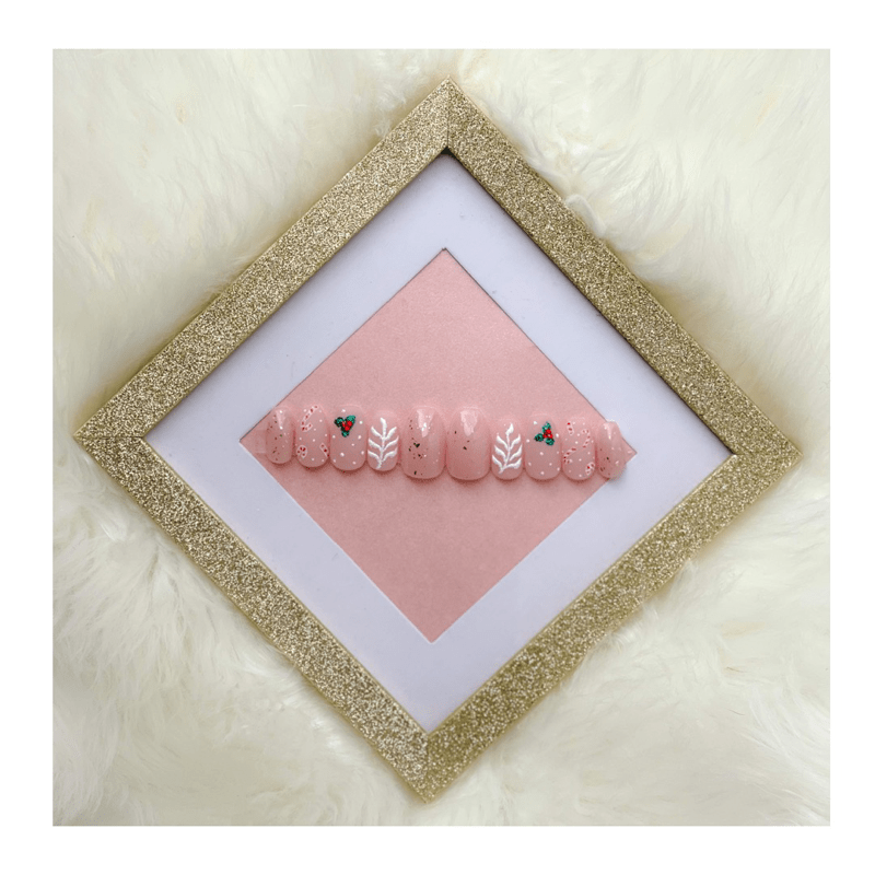 Holly-day Sparkle | Christmas | Pre-Design Custom Press-on Nail Set - Tips of Elegance