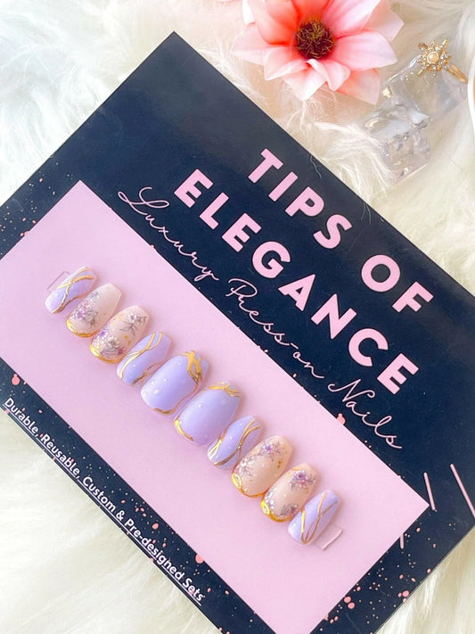 Vintage Blossom |Wedding/Bridal | Pre-Design Custom Press-on Nail Set - Tips of Elegance