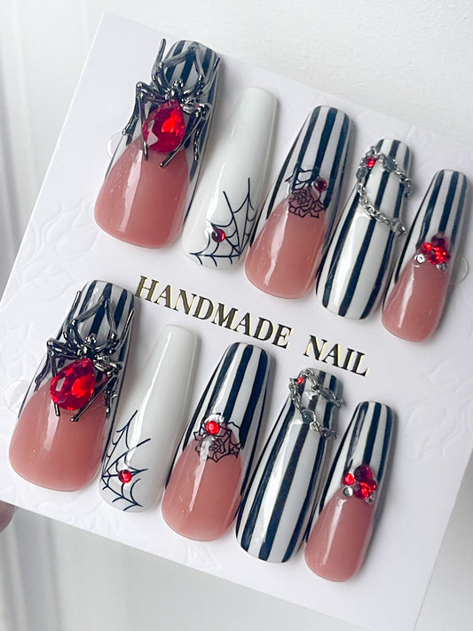 Gothic Couture | LG SCULPTED LONG COFFIN | Ready to Wear Luxury Press on Nails