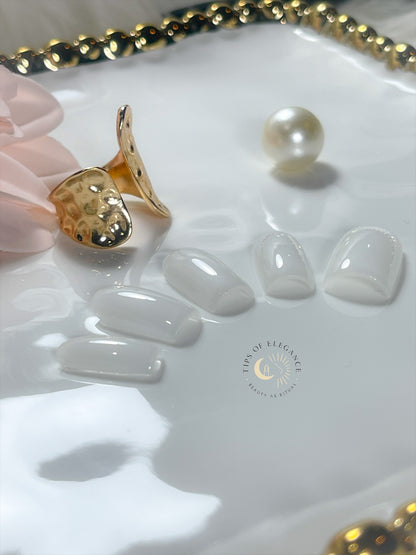 Milky White-Sculpted Short Square • Quiet Luxury Collection | Tips of Elegance