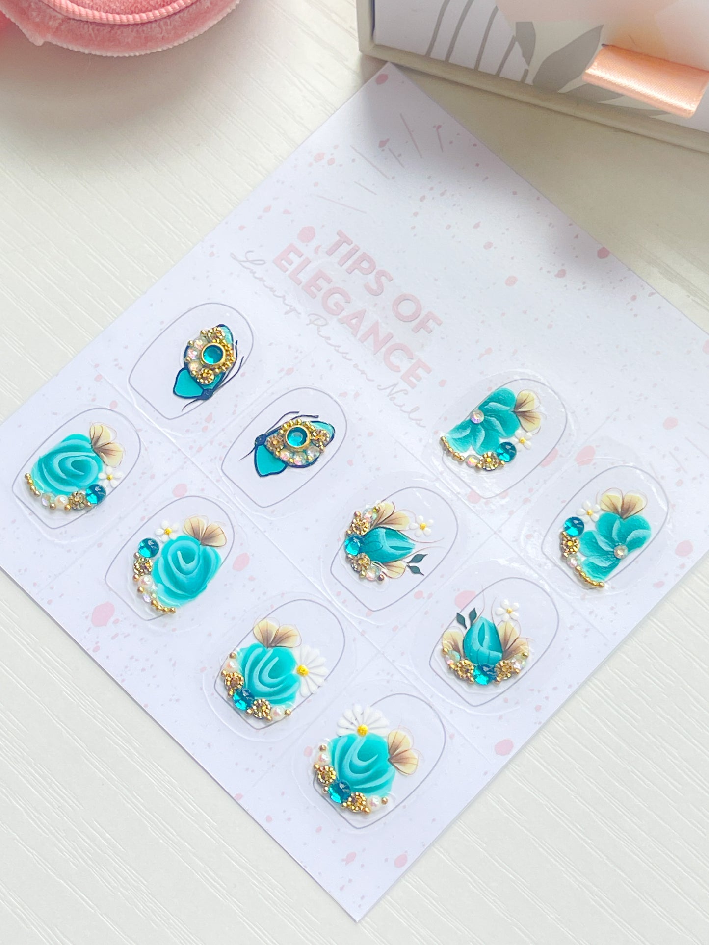 Nail Decals | Teal Enchantment | Luxury Handpainted Nail Art Decals